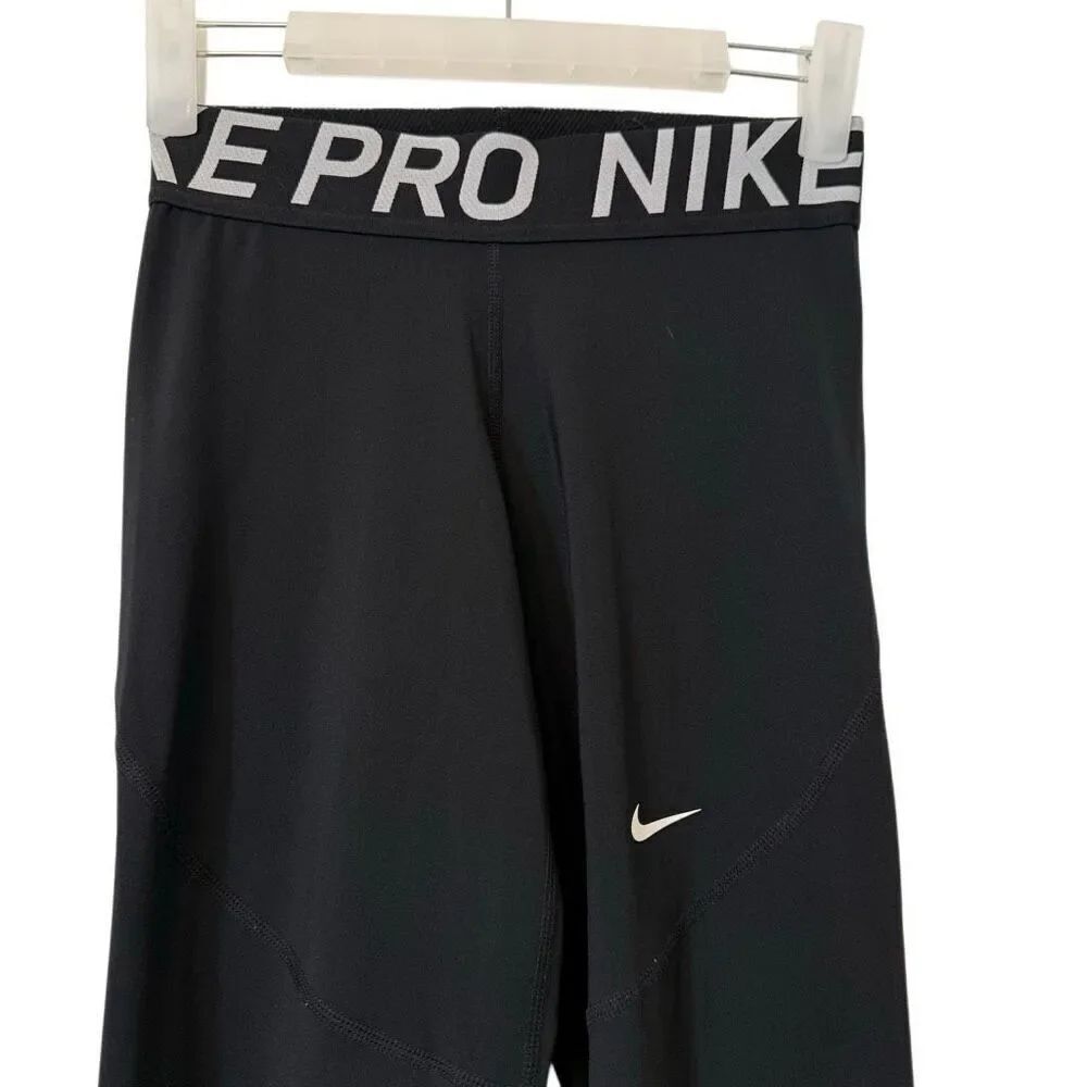 Nike Pro Sculpt Pull-On Mesh Panel Dri-Fit High Waisted 7/8 Leggings Black Small - Picture 4 of 5